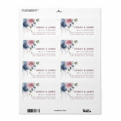 Floral Dusty Blue Pink Rose Script Rücksendeadress (Vorne)