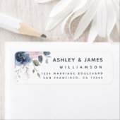 Floral Dusty Blue Pink Rose Script Rücksendeadress (Insitu)