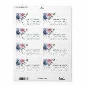 Floral Dusty Blue Pink Rose Script Rücksendeadress (Vorne)