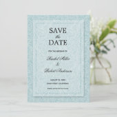 Floral Dusty Blue Save The Date (Stehend Vorderseite)
