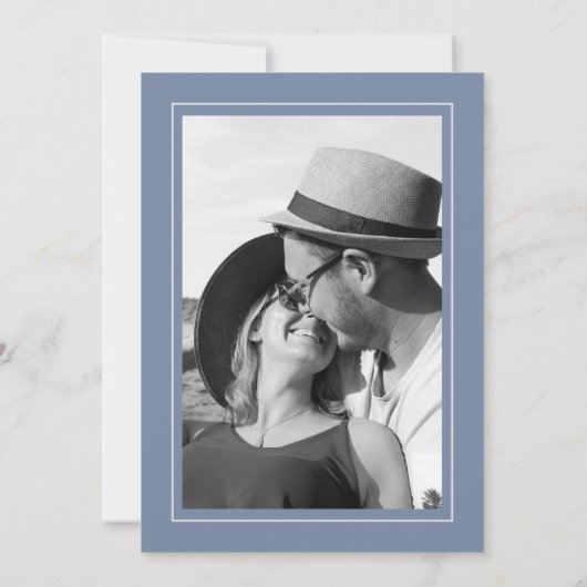 Floral Dusty Blue Save the Date Foto Hochzeit Einladung (Rückseite)