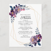 Floral Dusty Blue Script Geometric Brautparty Einladungspostkarte (Vorderseite)