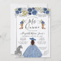 Floral Dusty Blue Silver Horse Charra Quinceanera