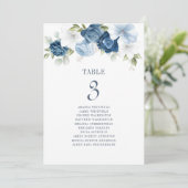 Floral Dusty Blue Tischnummer 3 Hochzeitssitze (Stehend Vorderseite)