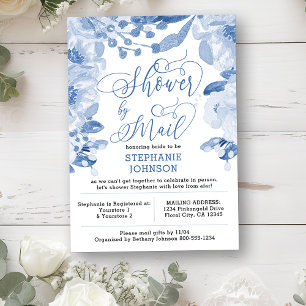 Floral Dusty Blue Virtual Brautparty by Mail Einladung