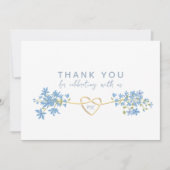 Floral Dusty Blue Wedding Danke Card (Vorderseite)