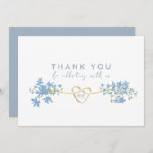 Floral Dusty Blue Wedding Danke Card (Vorne/Hinten)