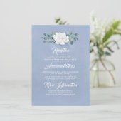 Floral Dusty Blue Wedding Information Guest Begleitkarte (Stehend Vorderseite)