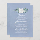Floral Dusty Blue Wedding Information Guest Begleitkarte (Vorne/Hinten)