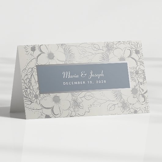 Floral Dusty Blue Wedding Platzkarte
