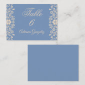Floral Dusty Blue Wedding  Platzkarte (Vorne/Hinten)