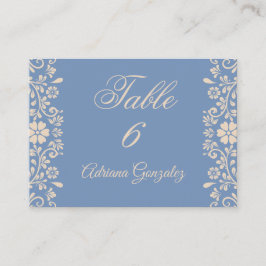 Floral Dusty Blue Wedding  Platzkarte