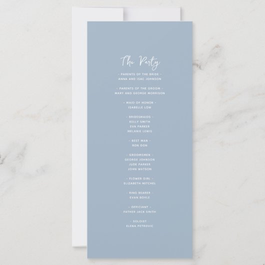 Floral Dusty Blue Wedding Program (Rückseite)