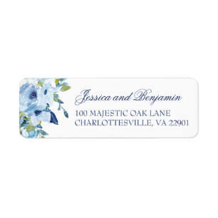 Floral Dusty Blue Wedding Rücksendeadresse