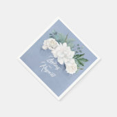 Floral Dusty Blue Wedding Serviette (Ecke)
