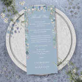 Floral Dusty Blue Wedding Vielen Dank Platzkarte Menükarte