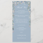 Floral Dusty Blue Wedding Vielen Dank Platzkarte Menükarte (Vorderseite)