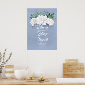 Floral Dusty Blue Wedding Willkommen Poster (Küche)