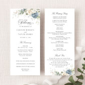 Floral Dusty Blue White Greenery Wedding Program Programm