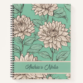 Floral Dusty Gray Dahlia Personalisiertes Notebook Notizblock