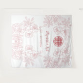 Floral Dusty Pink chinesische Hochzeitskulisse Wandteppich (Vorderseite (Horizontal))