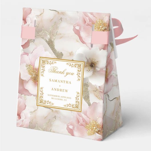 Floral Dusty Pink Ivory Gold Gastgeschenk Hochzeit Geschenkschachtel