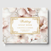 Floral Dusty Pink Ivory Gold Wedding Gästebuch (Vorderseite)