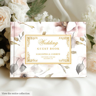Floral Dusty Pink Ivory Gold Wedding Gästebuch