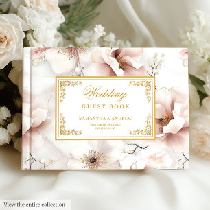Floral Dusty Pink Ivory Gold Wedding Gästebuch