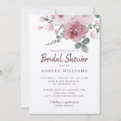 Floral Dusty Pink Rose Burgundy Brautparty Einladung (Vorderseite)