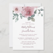 Floral Dusty Pink Rose Burgundy Einladung Hochzeit (Vorderseite)