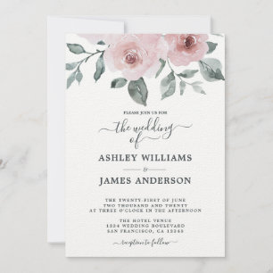 Floral Dusty Pink Rose Burgundy Einladung Hochzeit