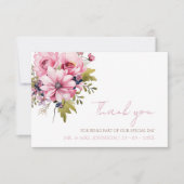 Floral Dusty Pink Wildblume Sommergarten Hochzeit Dankeskarte (Vorderseite)