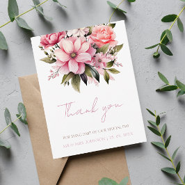 Floral Dusty Pink Wildblume Sommergarten Hochzeit Dankeskarte