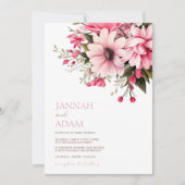 Floral Dusty Pink Wildblume Sommergarten Hochzeit Einladung (Vorderseite)