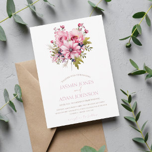 Floral Dusty Pink Wildblume Sommergarten Hochzeit Einladung