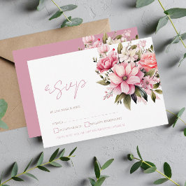 Floral Dusty Pink Wildblume Sommergarten Hochzeit RSVP Karte