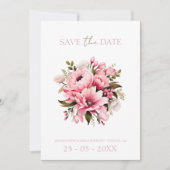 Floral Dusty Pink Wildblume Sommergarten Hochzeit Save The Date (Vorderseite)