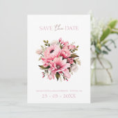 Floral Dusty Pink Wildblume Sommergarten Hochzeit Save The Date (Stehend Vorderseite)