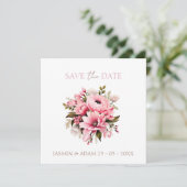 Floral Dusty Pink Wildblume Sommergarten Hochzeit Save The Date (Stehend Vorderseite)