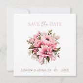 Floral Dusty Pink Wildblume Sommergarten Hochzeit Save The Date (Vorderseite)
