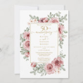 Floral Dusty Rose 50. Goldenes Hochzeitstag Einladung (Vorderseite)