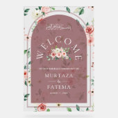 Floral Dusty Rose Arch Muslim Wedding Welcome Acrylschild (Vorderseite)