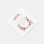 Floral Dusty Rose Eleganter Goldrahmen Serviette (Ecke)