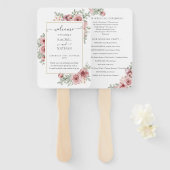 Floral Dusty Rose Elegantes Hochzeitsprogramm Fächer (Vorne und Hinten)