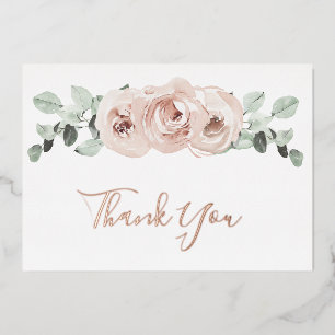 Floral Dusty Rose Gold Foil Hochzeit Danke Karte
