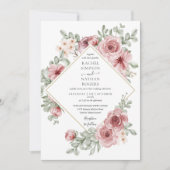 Floral Dusty Rose Gold Geometric Wedding Einladung (Vorderseite)