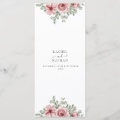 Floral Dusty Rose Gold Wedding Dinner Menü Menükarte (Rückseite)
