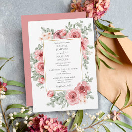Floral Dusty Rose Gold Wedding Einladung