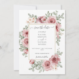 Floral Dusty Rose Gold Wedding Foto Save The Date